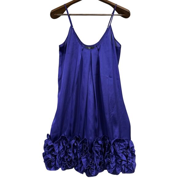 Aqua Women's Sz M Mini Balloon Bubble Ruffle Dress Spaghetti Strap Purple Y2K - Picture 1 of 6